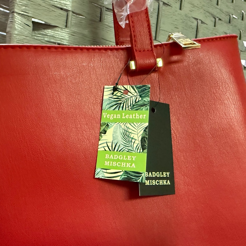 Badgley Mischka Red Shoulder Bag with Gold Logo